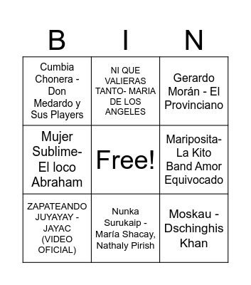 Bingo Murialdino Bingo Card
