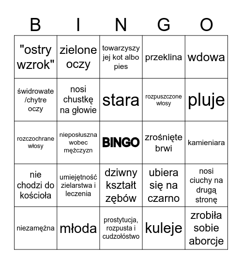 czarownice Bingo Card