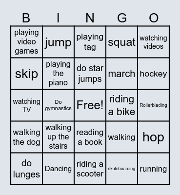 Health Vocabulary Bingo Card