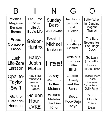 Music Bingo! Bingo Card