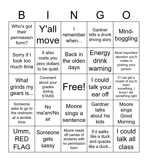 Are You Paying Attention? Bingo Card