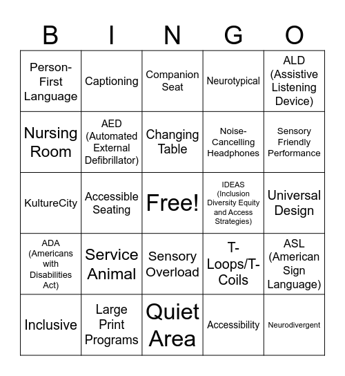 AccessiBINGO Card