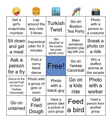 Canobie Bingo Card Bingo Card