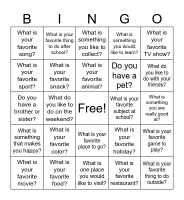 Get To Know You Bingo Card