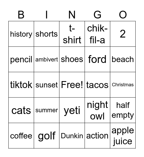 Bingo Card