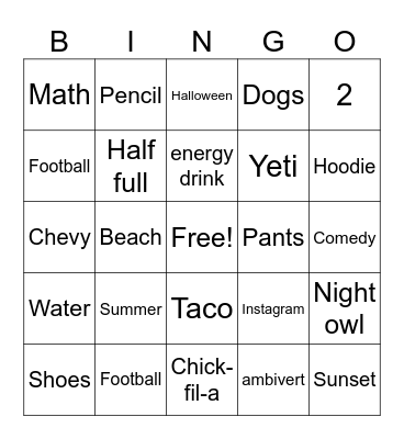Untitled Bingo Card