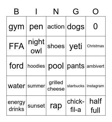 Untitled Bingo Card