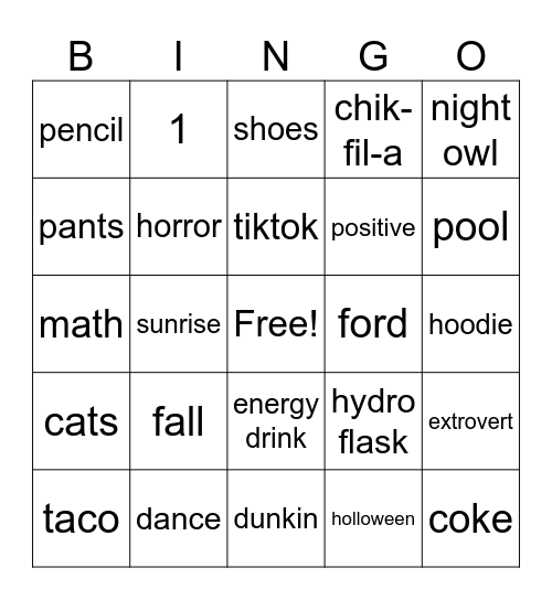 Untitled Bingo Card