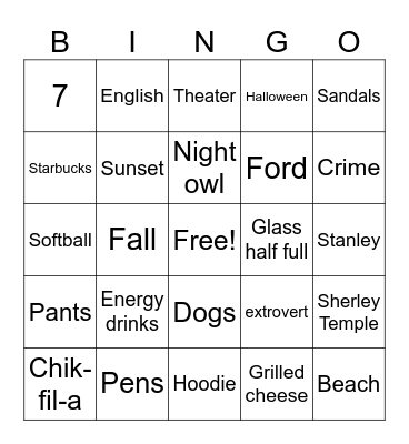 Untitled Bingo Card