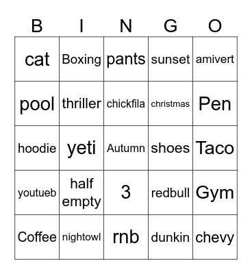 bungo Bingo Card