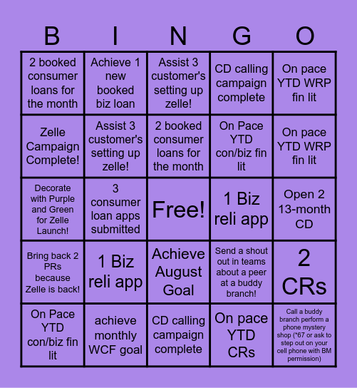 WNB AND ZELLE ARE HERE!! Bingo Card