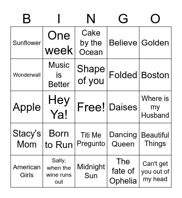 End of Summer Bingo Card