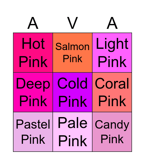 Ava Pink Cairns* 🩷💕💖💗💞💓💐🌸💘💝🐷🌺🌷💄🐽🍬👙🎀🐖🧞‍♀️👚👛🦩🩰🎟️🏳️‍⚧️🤙🏻 Bingo Card