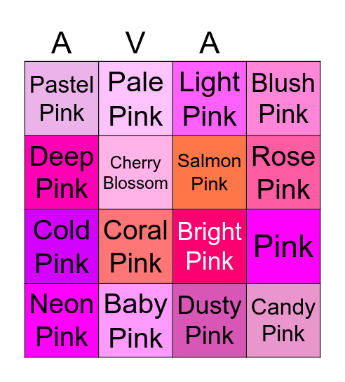 Ava Pink Cairns* 🩷💕💖💗💞💓💐🌸💘💝🐷🌺🌷💄🐽🍬👙🎀🐖🧞‍♀️👚👛🦩🩰🎟️🏳️‍⚧️🤙🏻 Bingo Card