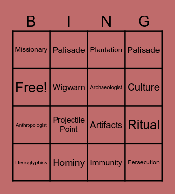 Unit 2 Vocabulary Bingo Card