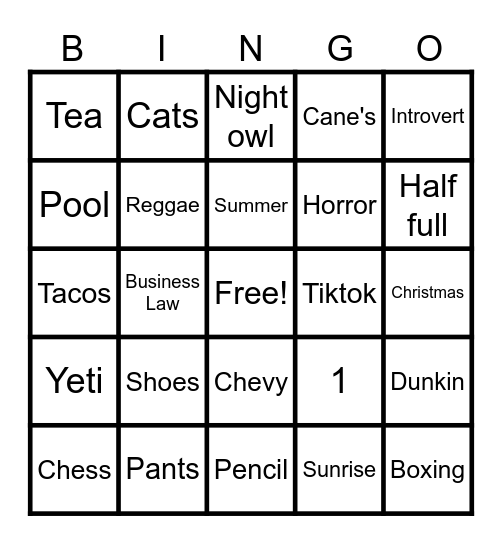 Untitled Bingo Card