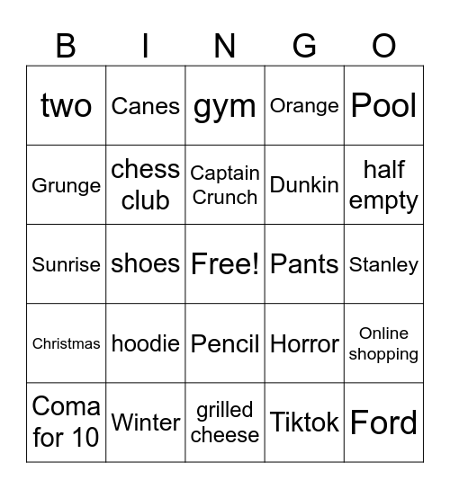 Untitled Bingo Card