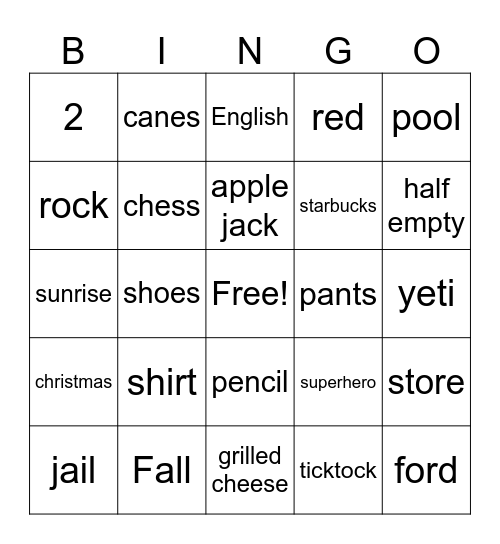 Untitled Bingo Card