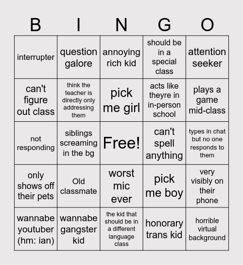 CLASSMATE BINGO Card