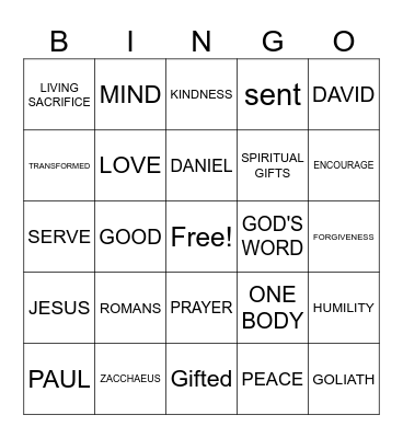 transformed,gifted,sent Bingo Card