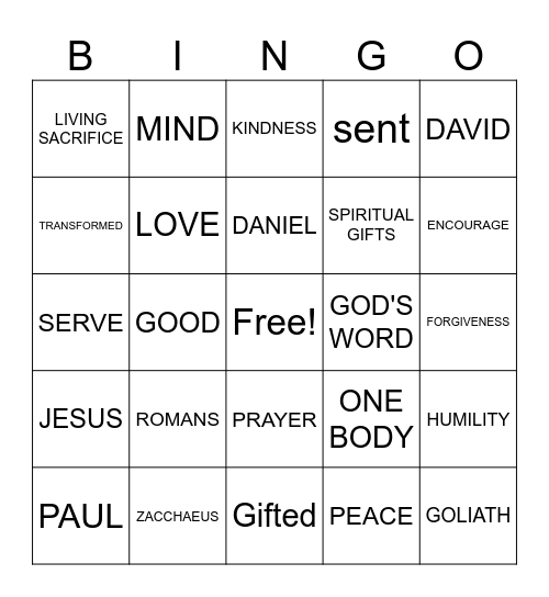 transformed,gifted,sent Bingo Card