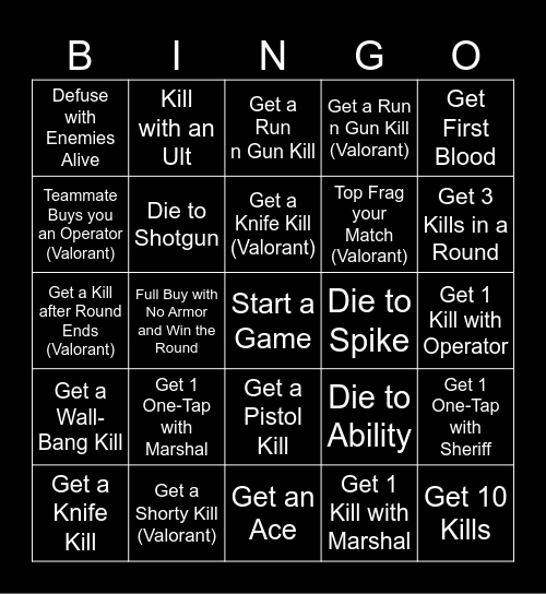 VALORANT BINGO Card