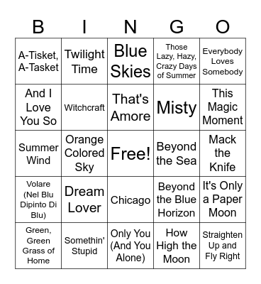 Sinatra & Friends Rd 3 Bingo Card