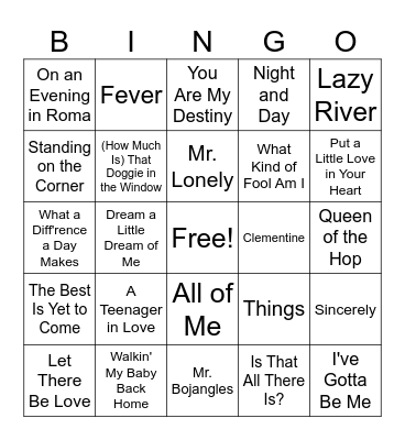 Sinatra & Friends Rd 4 Bingo Card