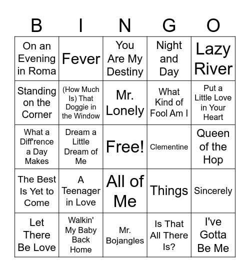 Sinatra & Friends Rd 4 Bingo Card