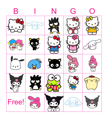 Hello Kitty & Friends Bingo Card