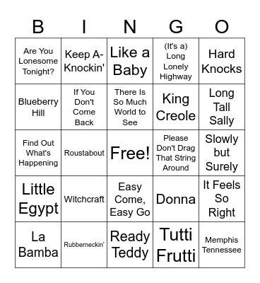 Elvis & Friends Rd 3 Bingo Card