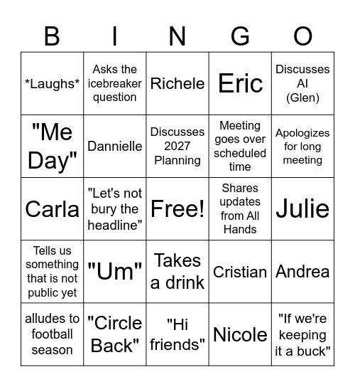 Empress of Misfits Bingo Card