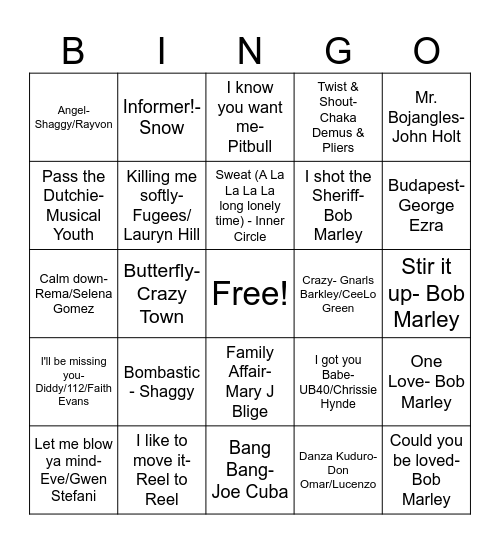 MB#800 Reggae,Reggaton & Rhythmic! Bingo Card
