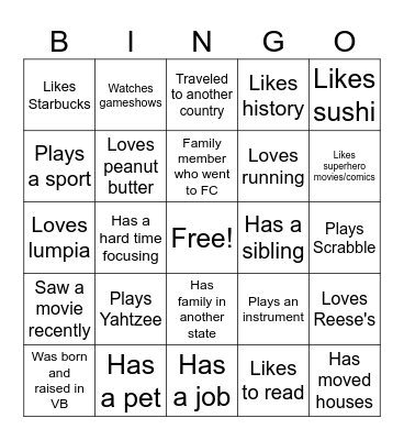 Find Someone Who... Bingo Card