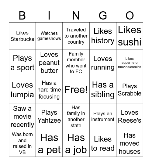 Find Someone Who... Bingo Card