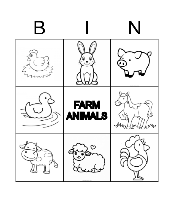 FARM ANIMALS Bingo Card