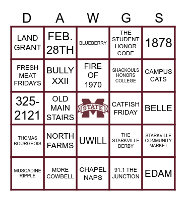 OUT OF STATE STUDENT SOCIAL Bingo Card