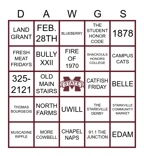 OUT OF STATE STUDENT SOCIAL Bingo Card