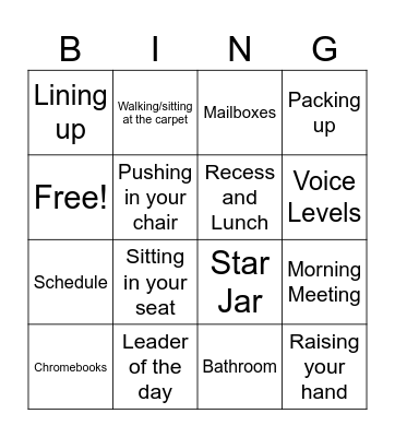 Back to school bingo Card