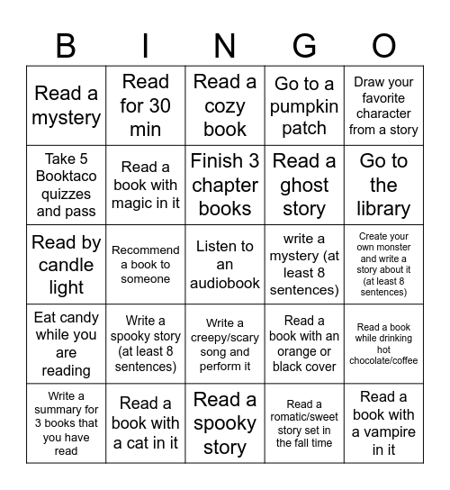 October Bingo! Bingo Card