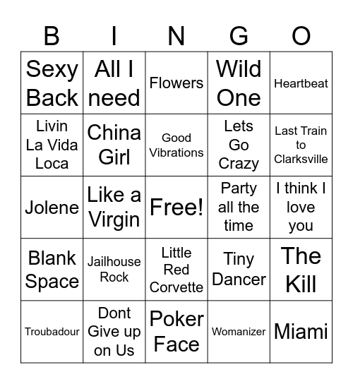 Actors / Singers Bingo Card