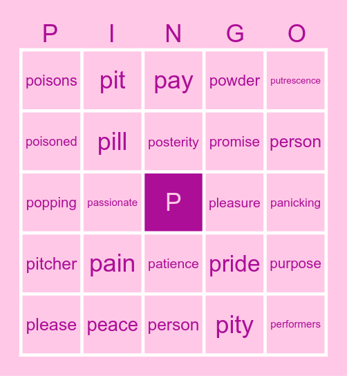 The Princess Bride Bingo Card