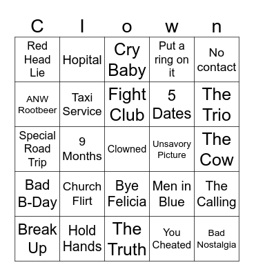 Vacation Bingo Card