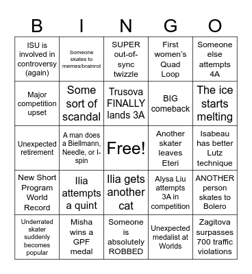 2026-27 Figure Skating Season Bingo Card