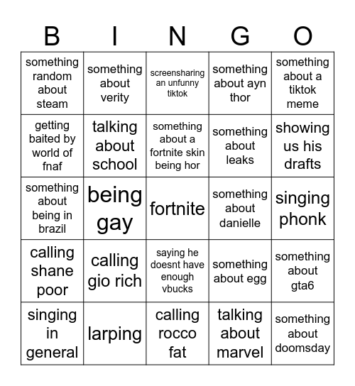 Untitled Bingo Card