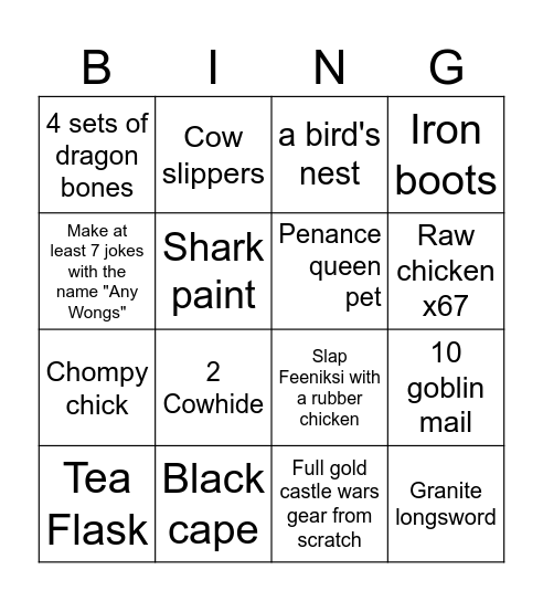 Feeniksi totally random not BA related bingo Card