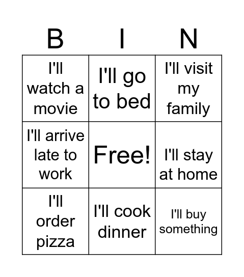 Conditional 1 Bingo Card