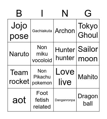 Anime con Bingo Card
