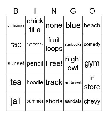 Untitled Bingo Card