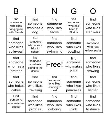 Get to Know You BINGO! Bingo Card